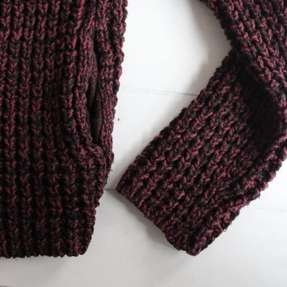 GAP Red Mahogany Knit Motorcycle Sweater, Size Small - Picture 5 of 8